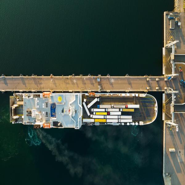 Cargo ship from above